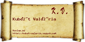 Kubát Valéria névjegykártya